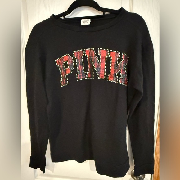 PINK Victoria's Secret Black Sweater with Studded Logo - Picture 1 of 4